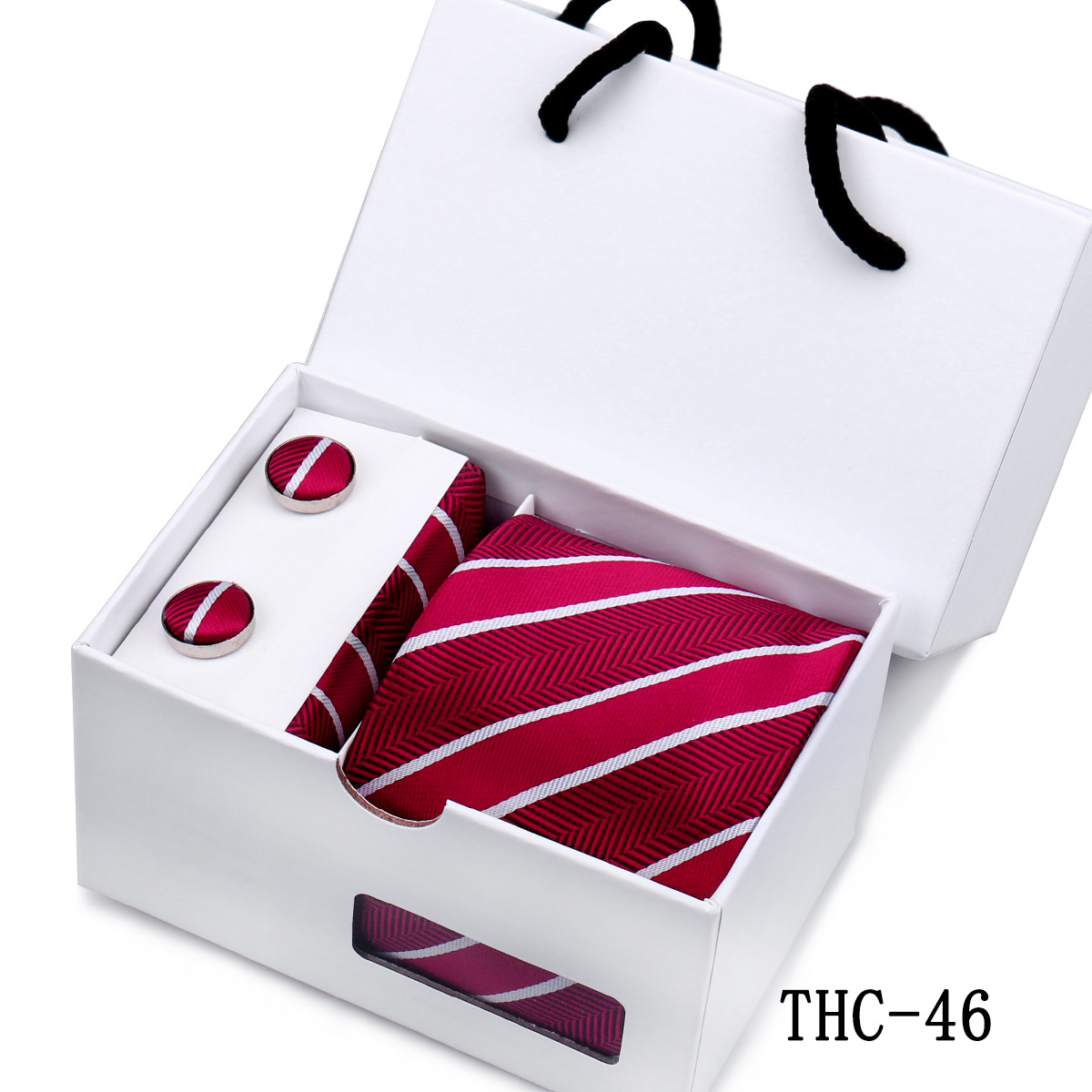 Picture of Men's Tie High Sense Gift Box 3 Pieces suit Business Dress Wedding Plaid Red Black Long Tie Shengzhou