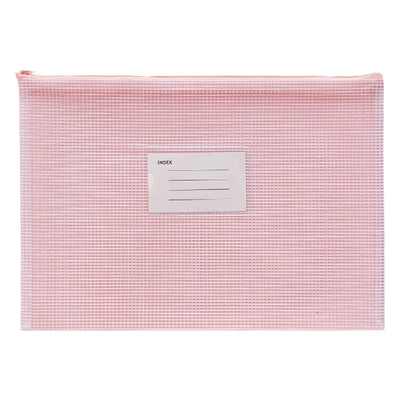Morandi Color Grid Document Bag Thickened Waterproof Transparent Zipper Information Bag Student Textbook Classification Storage Bag