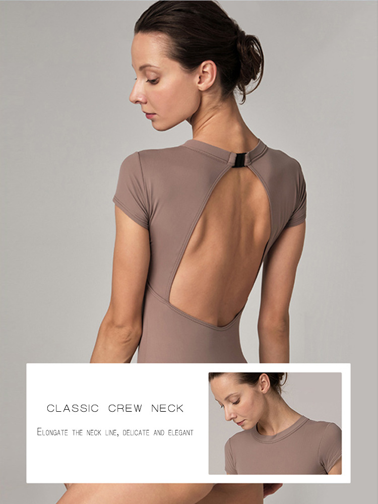 Picture of Ballet Dancing Suit Short-sleeved Collar Big Back Adult Women's Body-length Leotard Practice Suit Air Yoga Suit Gymnastics Suit