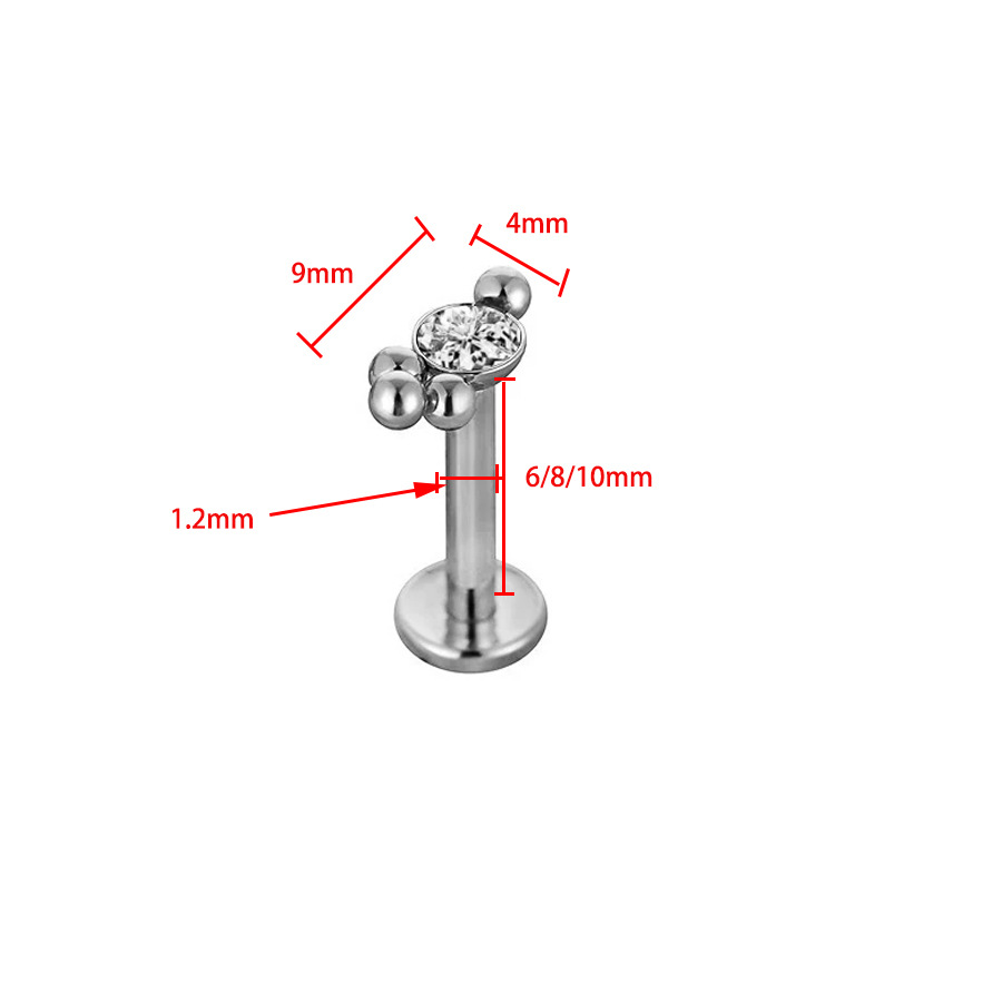Picture of 6-10mm rod length 316 titanium steel welding ball Aobao lip nail ear nail puncture jewelry wholesale