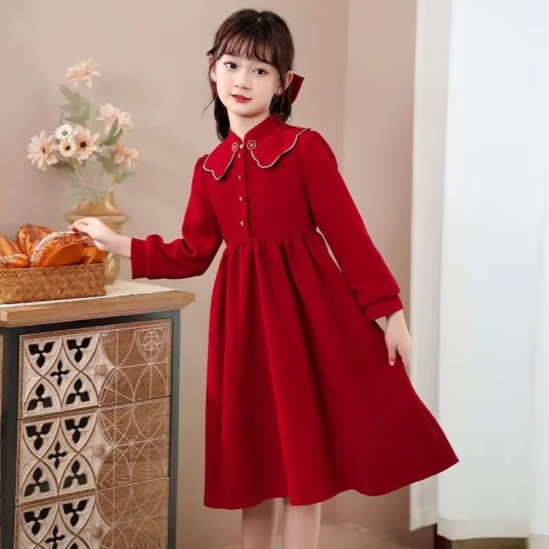 Girls' Cheongsam Dress Large Children's Wear New Style Western Style Girl's Chinese Style Tang Suit Princess Dress Children's Dress Year Dress