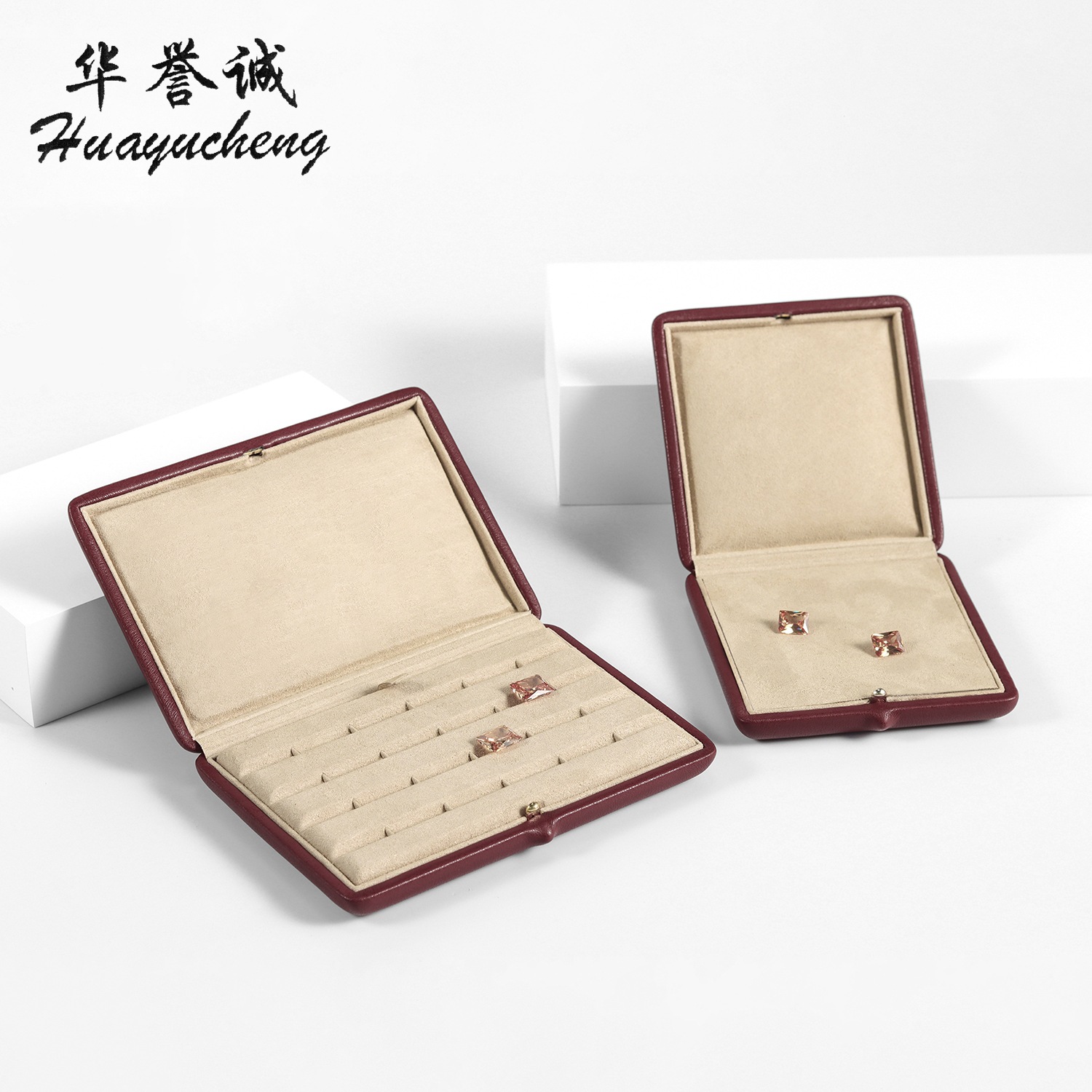 Bread Flip High-end Leather Jewelry Box Naked Stone Storage Box Logo Jewelry Box Jewelry Gift Box