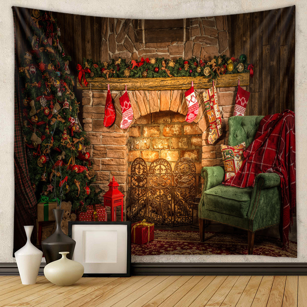 Picture of Christmas Tree Tapestry Room Decorative Wall Cloth Ins Wind Hanging Cloth Cross Border Home Bohemian Tapestry Christmas Tapestry