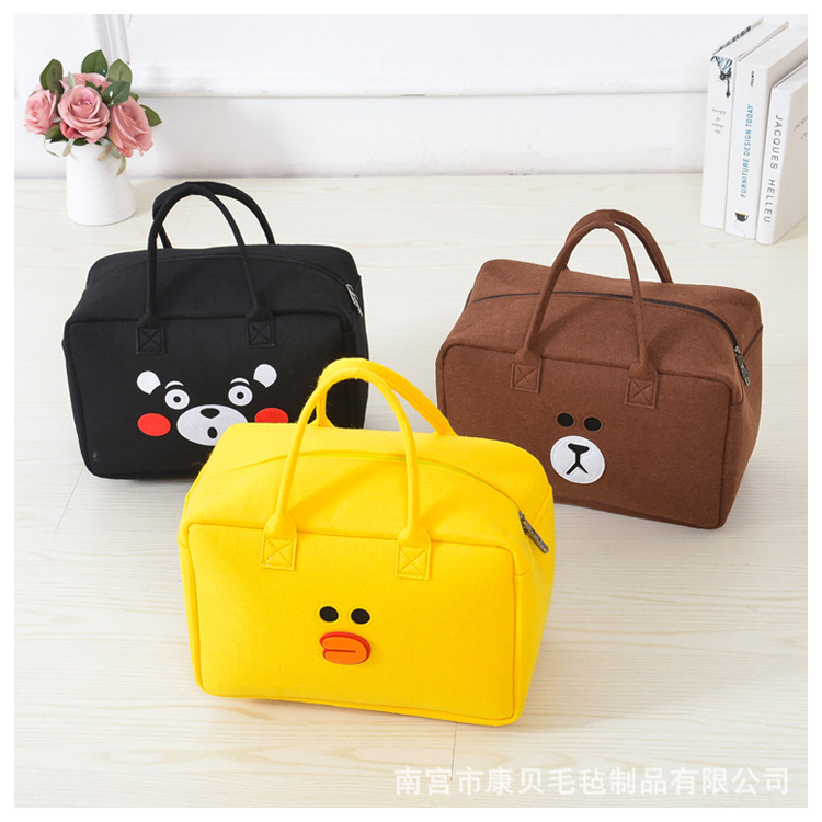 Popular Portable Felt Travel Bag Cartoon Cute Simple Super Large Capacity Portable Internet Celebratory Felt Travel Bag