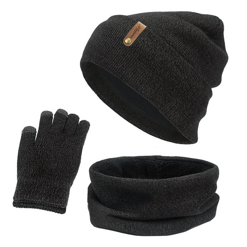Picture of Foreign Trade Cross-Border Velvet Three-Piece Set Aliexpress Amazon Ebay Warm Suit Winter Hat Scarf Touch Screen Gloves