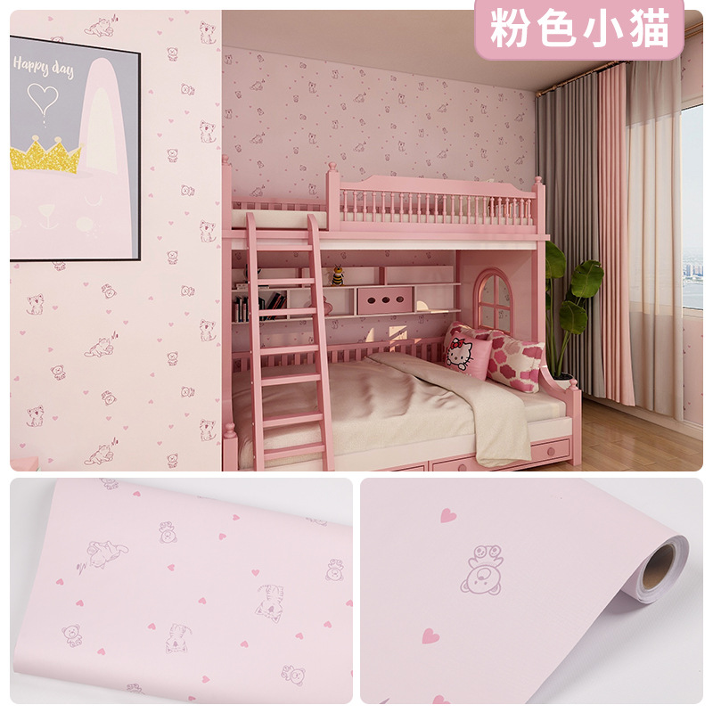 Picture of Wallpaper Self-adhesive Waterproof Moisture-proof Bedroom Background Wall Wallpaper Living Room Bedroom Dormitory Children's Room Cartoon Decorative Wall Stickers