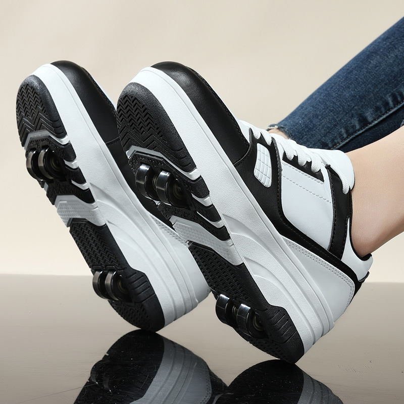 New Heelys Four-Wheel Children's Roller Skates for Men and Women Outdoor Casual Shoes Roller Skates Double-Wheeled Single-Wheel Trendy Shoes