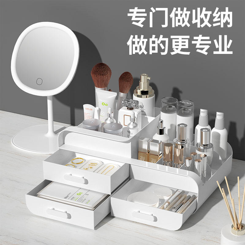 Picture of Drawer type cosmetic box dormitory finishing plastic rack cosmetics skin care dressing table desktop storage box wholesale
