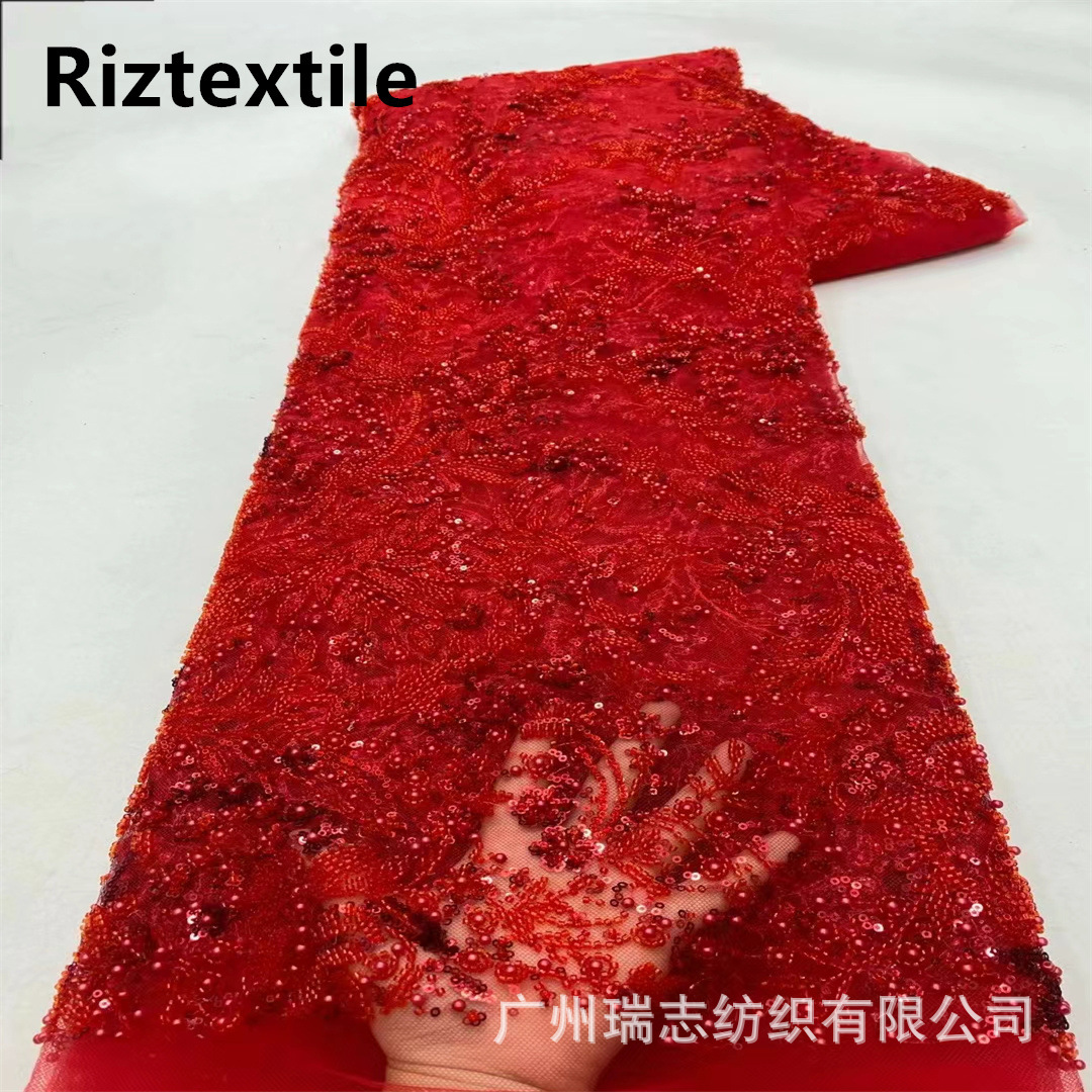 Picture of Wedding dress three-dimensional beads embroidered sequins embroidered lace lace fabric Embroidery beaded lace