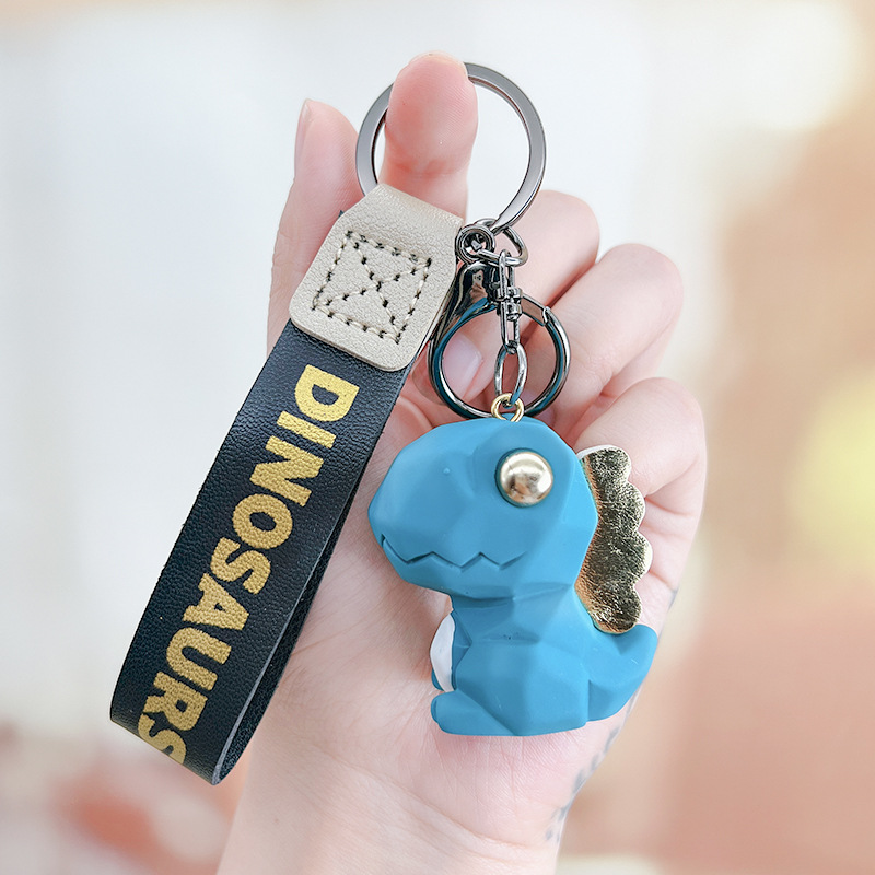 Picture of Nordic Style Creative Faceted Dinosaur Keychain Pendant Couple Car Bag Small Doll Keychain Creative Design