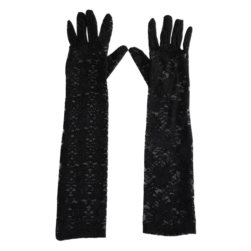 Wholesale Fashionable Lace Kidsren's Extended Gloves Extra Long Women's Lace Gloves Driving Sun Protection 40cm