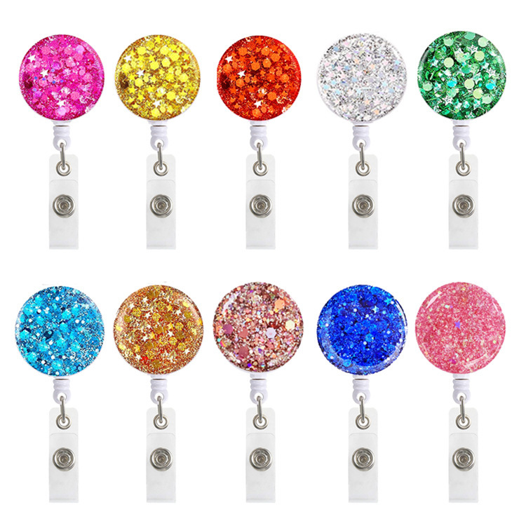 Amazon cross-border diamond glitter sequins full plane rotating telescopic buckle easy pull buckle easy pull keychain