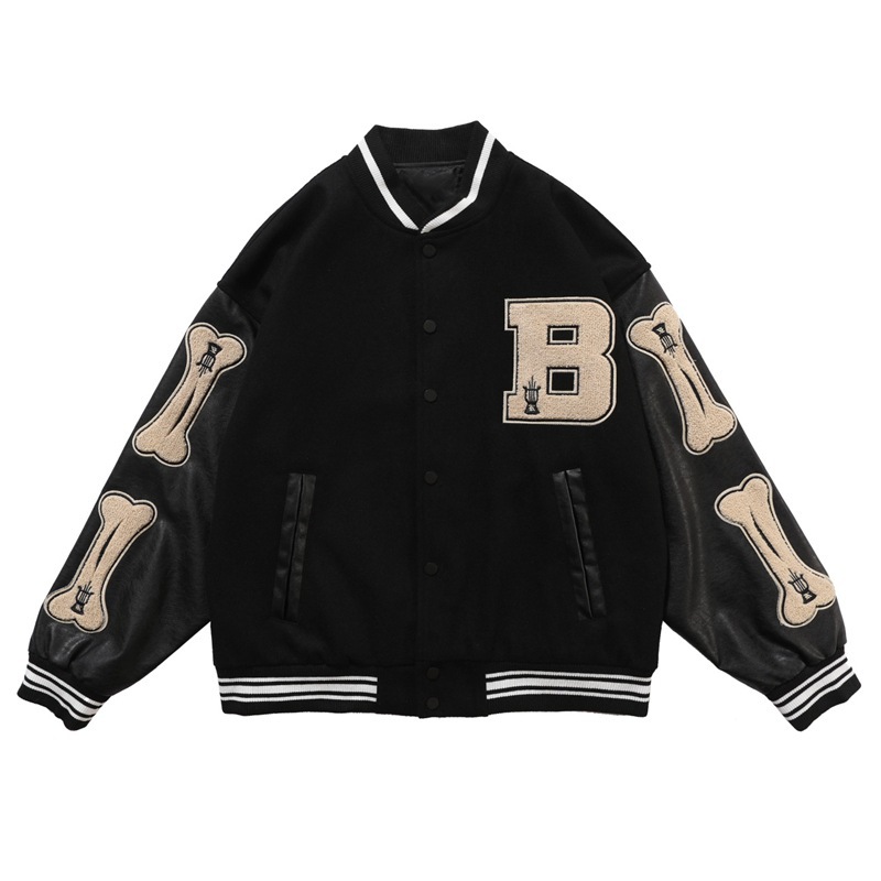 Picture of Varsity Baseball Bomber Jacket Women Hip Hop Harajuku Bone