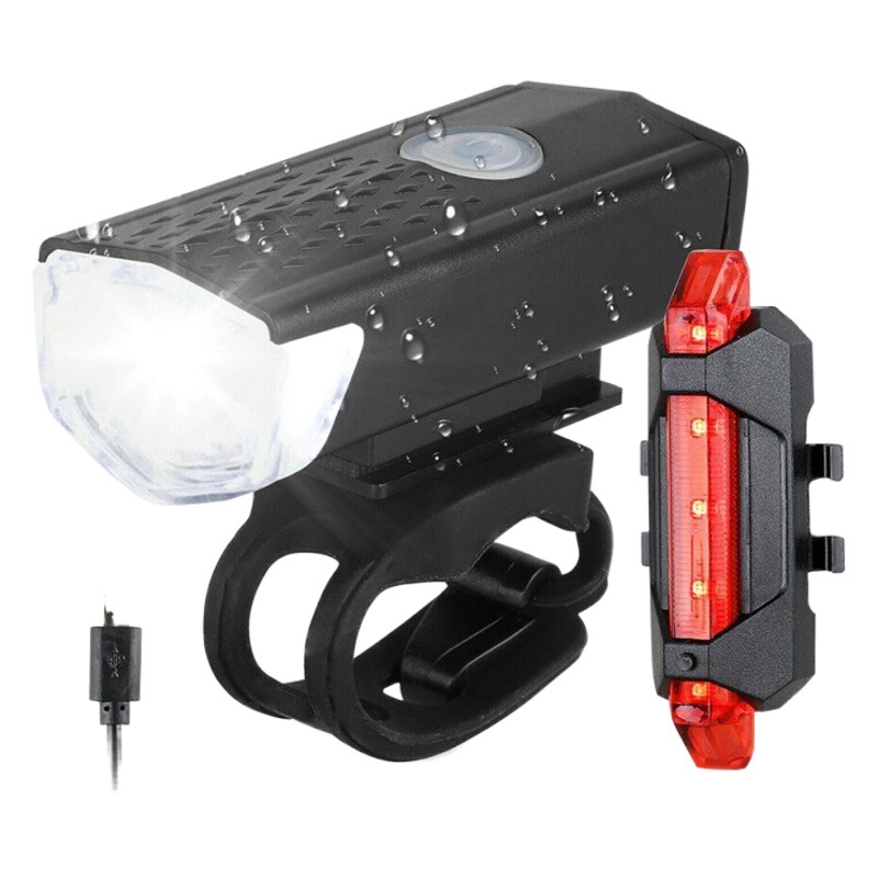 Mountain bike headlight taillight night riding USB charging bright lighting lamp riding equipment headlight accessories