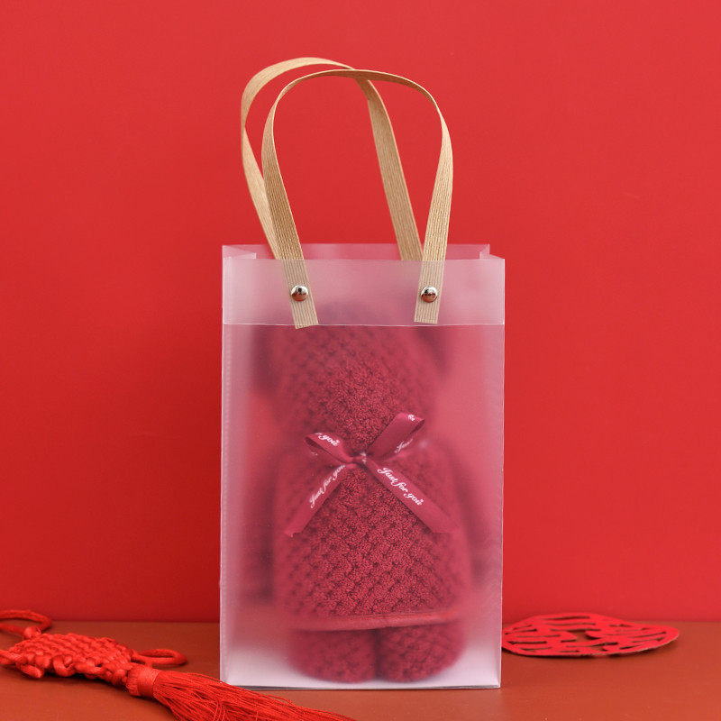 Picture of Bear towel wholesale wedding hand gift wine red wedding gift wedding gift hand gift towel