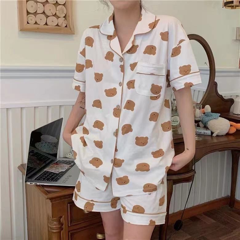 Pajamas Women's Summer Short Sleeve 2024 New Summer Cartoon Small New ins Style Home Clothes Student suit Hair