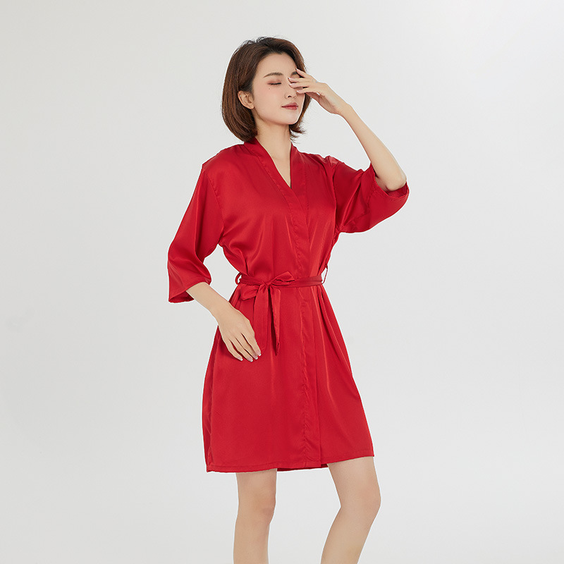 Picture of bride Gown morning Gown Lady nightgown wedding makeup bridesmaid group wedding kimono imitation silk satin bathrobe