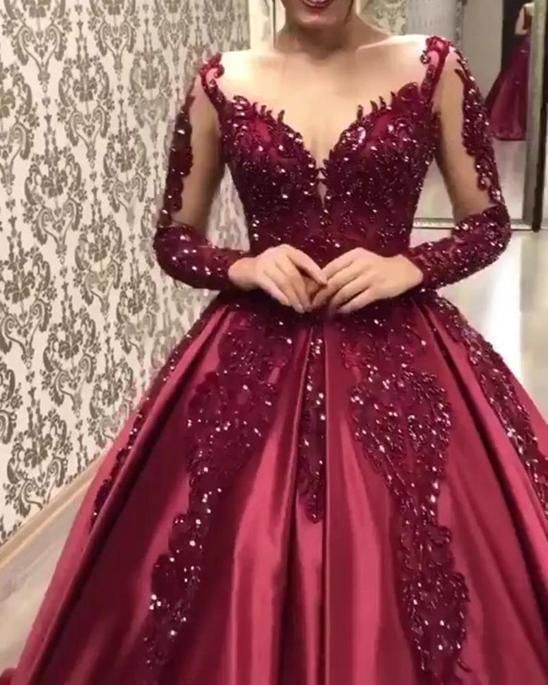 Picture of 2020 New European and American Foreign Trade Women's Independent Station Bronzing Large Sexy Long Dress Trailing Banquet Evening Dress