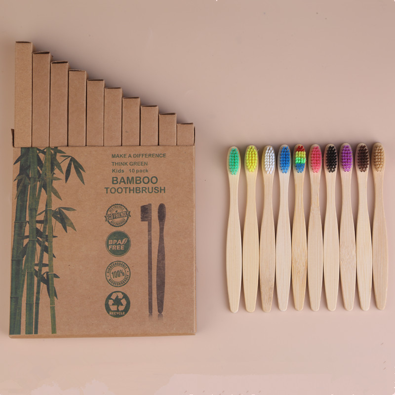 Picture of Children and Adults Disposable 10-Pack 4-Pack Toothbrushes Hotel Bamboo Charcoal Hard Bristles Soft Bristles Bamboo Portable Eco-Friendly Material