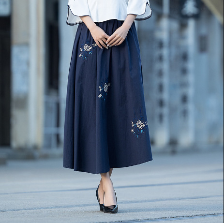 Picture of Improved Zen Tea Suit Top Embroidered with Cheongsam Style Chinese Style Three-Quarter Sleeves Bestie Outfit Stand Collar Plate Button Tang Suit Spring and Summer Zen Rhyme