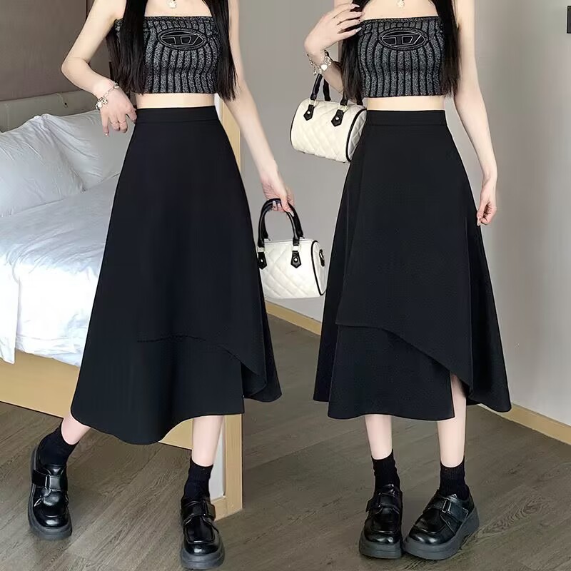 All-Match Skirt Women's Autumn and Winter 2023 New High Waist Slim A- Line Hip Skirt Fashionable Mid-Length One-Step Skirt