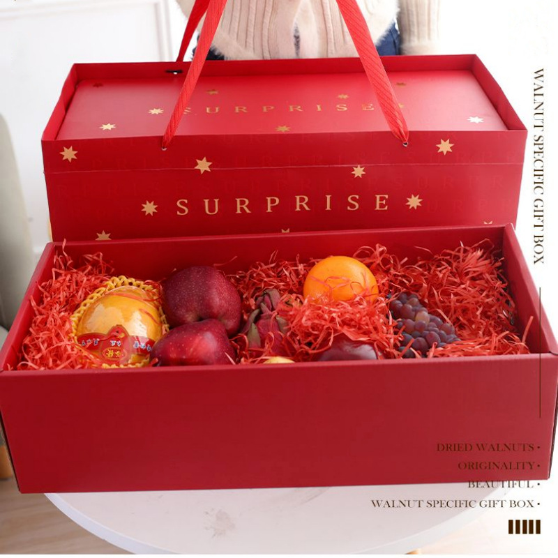 French Flower Fruit Packaging Box Gift Box High-end Red Birthday Wine Gift Box Business Accompanying Gift Box