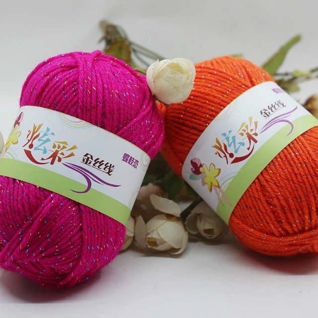 Picture of Acrylic plus color silk thread three color wool bright silk acrylic thread handmade DIY line cross-border foreign trade supply manufacturers wholesale