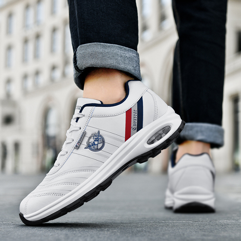2025 Spring and Autumn New Men's Shoes Korean Style Men's Casual Breathable Sports Casual Leather Shoes Air Cushion Shock Absorbing Sports Shoes for Men