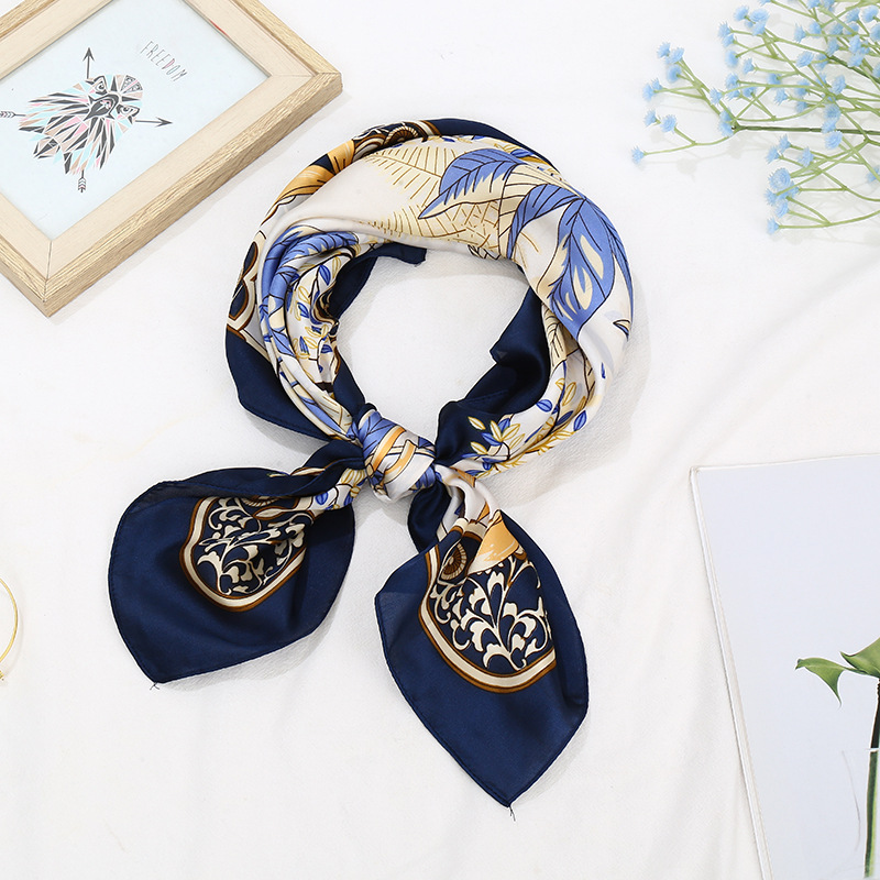 70*70 same style striped silk scarf women's small square scarf Korean style versatile professional small scarf summer thin decorative scarf