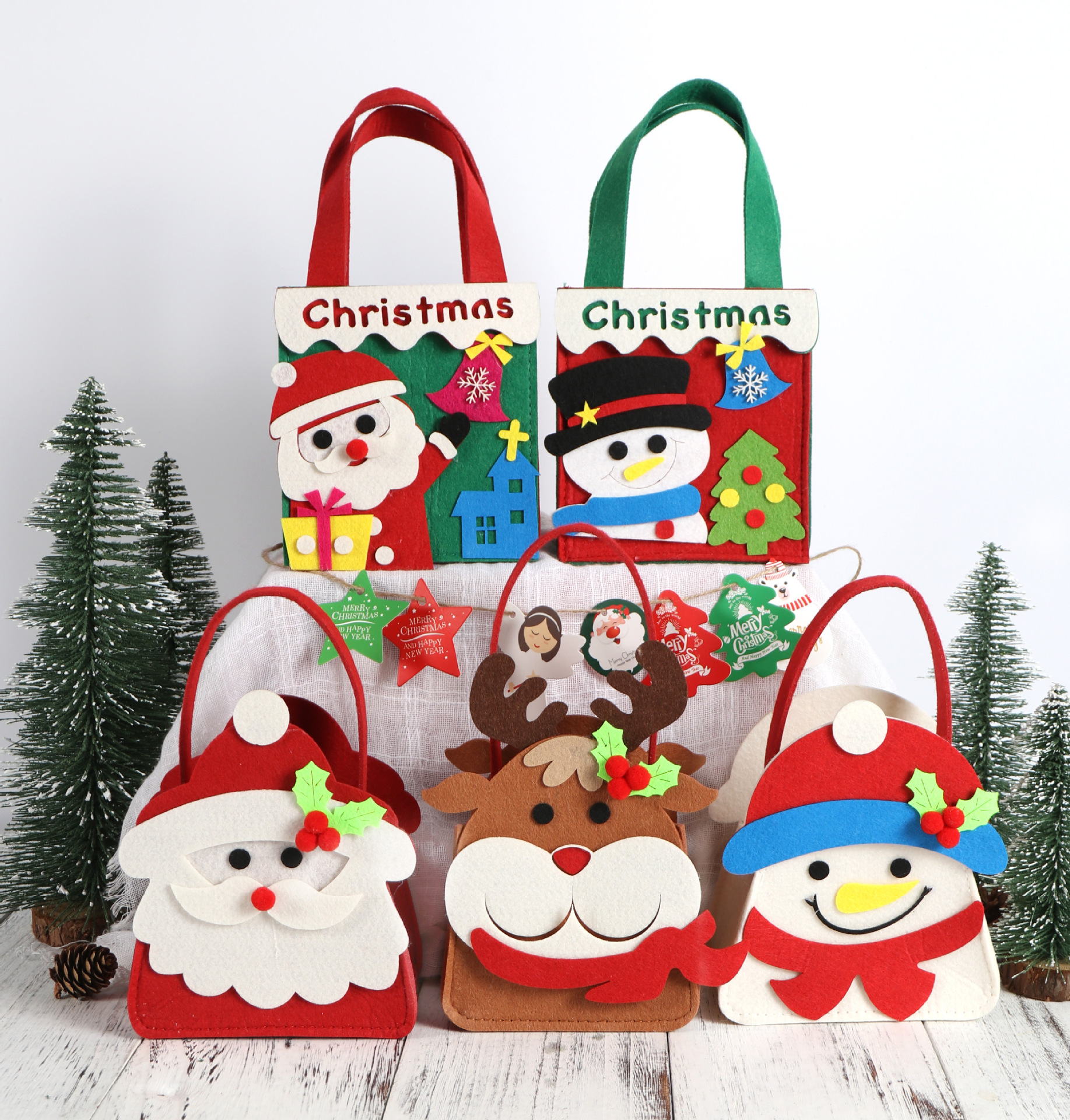 Christmas Kidsren's Gift Bag, Kidsren's Candy Bag, Handbag, Felt Colorfulful Apple Bag Decoration Supplies