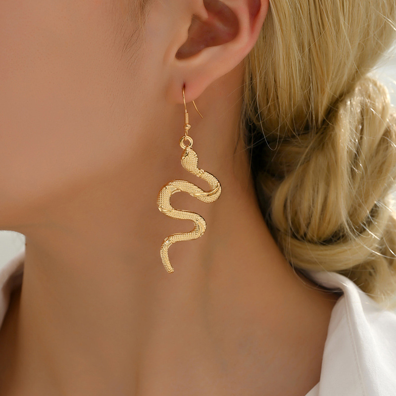 Europe and the United States cross-border new personalized fashion snake earrings AliExpress exaggerated snake trend all-match ear hook female ear jewelry