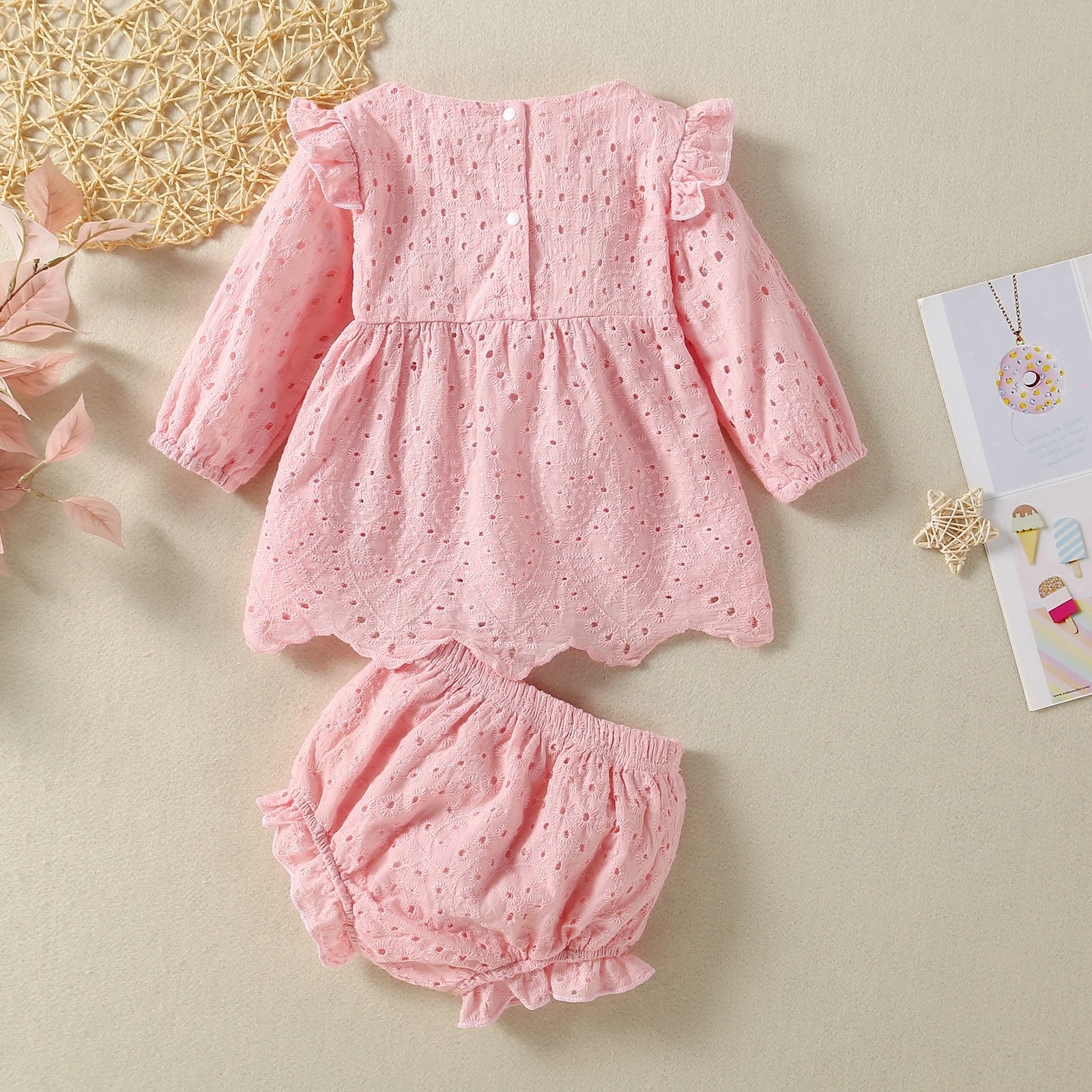 Picture of 2025 Summer Baby Children's New Fashion Breathable dress Skirt Hollow Out Skirt Simple Shorts suit