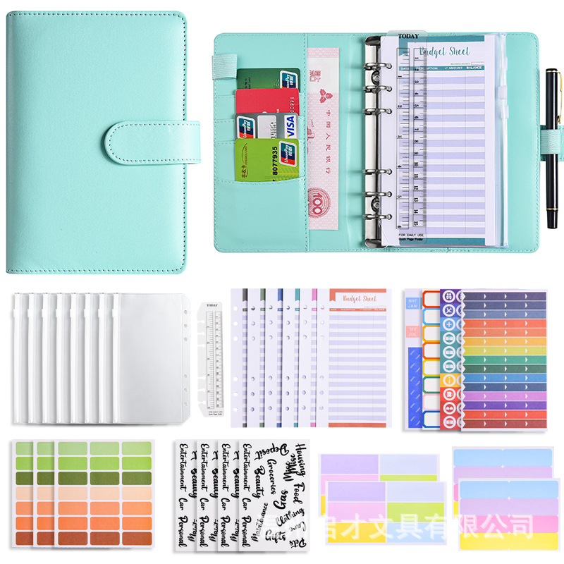 Picture of A6 Binder Cross-Border Creative Notebook Wholesale Zipper Bag Macaron Pu Leather Cash Budget Notebook