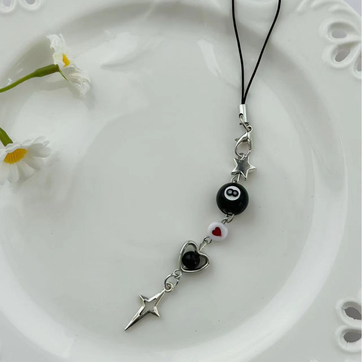 Cross-border Y2K Sweet Cool Love Handmade Beaded Tide Cool Mobile Phone Case Hanging Rope Goo Ben Goo Card Chain Keychain Hanging Ornaments Batch