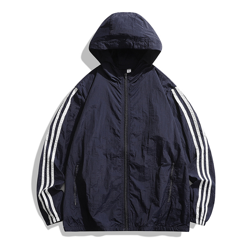 Cross-border wholesale summer new three-bar sun protection clothing classic couples anti-ultraviolet thin breathable skin clothing