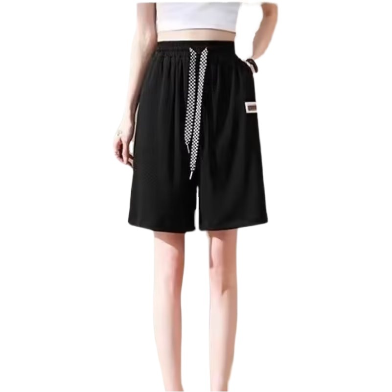 2024 Summer New Sports Shorts for Men and Women Hong Kong Style Simple Basic Straight Casual Ice Silk Pants