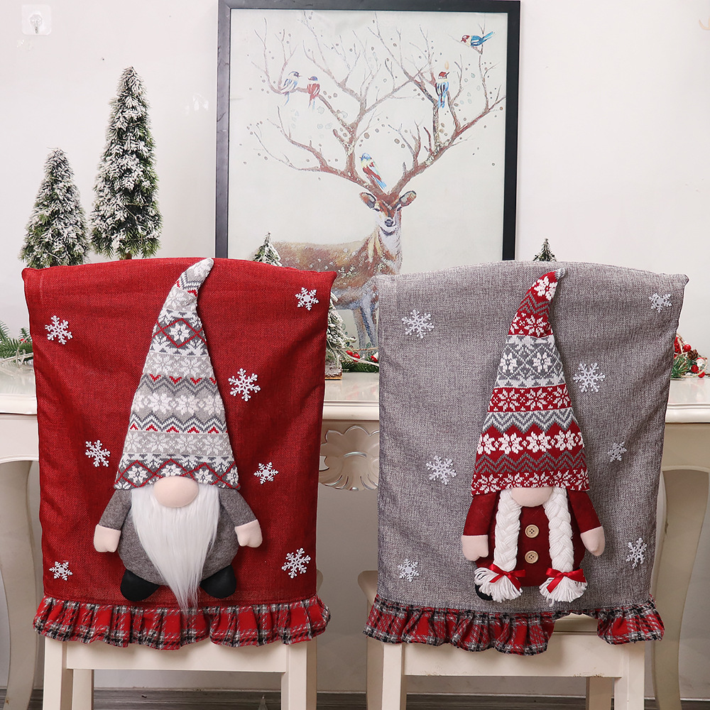 Christmas Decoration Couple Forester Doll Chair Cover Face-less Doll Chair Back Cover Home Scene Layout Supplies