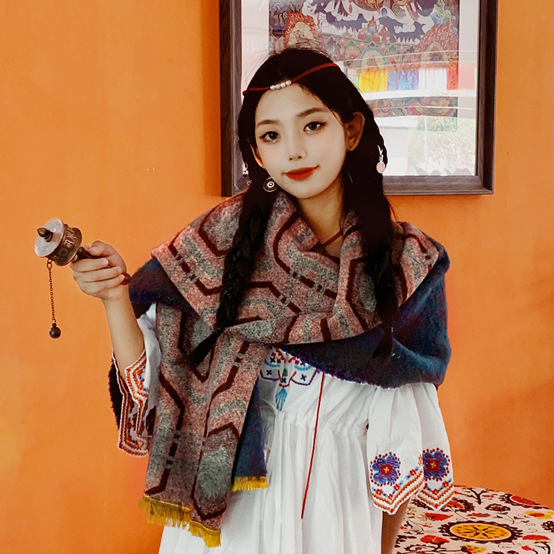 Picture of Take photos and knock good-looking ~ exotic Wind Big Northwest Travel super-large shawl female Nepalese National scarf thickened in winter