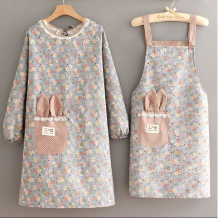 Wholesale Princess canvas long-sleeved waist women's anti-fouling breathable household kitchen cooking coverall dining overalls apron