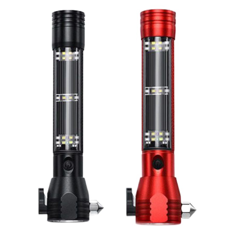 Outdoor solar fire safety hammer strong light multi-function emergency rechargeable explosion-proof alarm red and blue flash flashlight