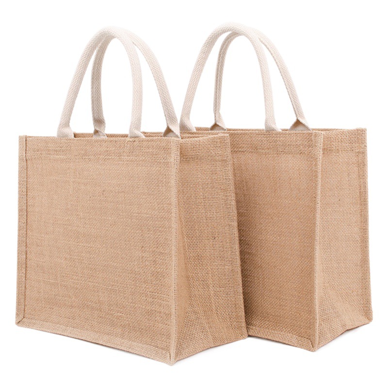 Japanese style unprinted linen bag good product portable shopping bag natural color linen bag solid color cloth bag student book bag school bag