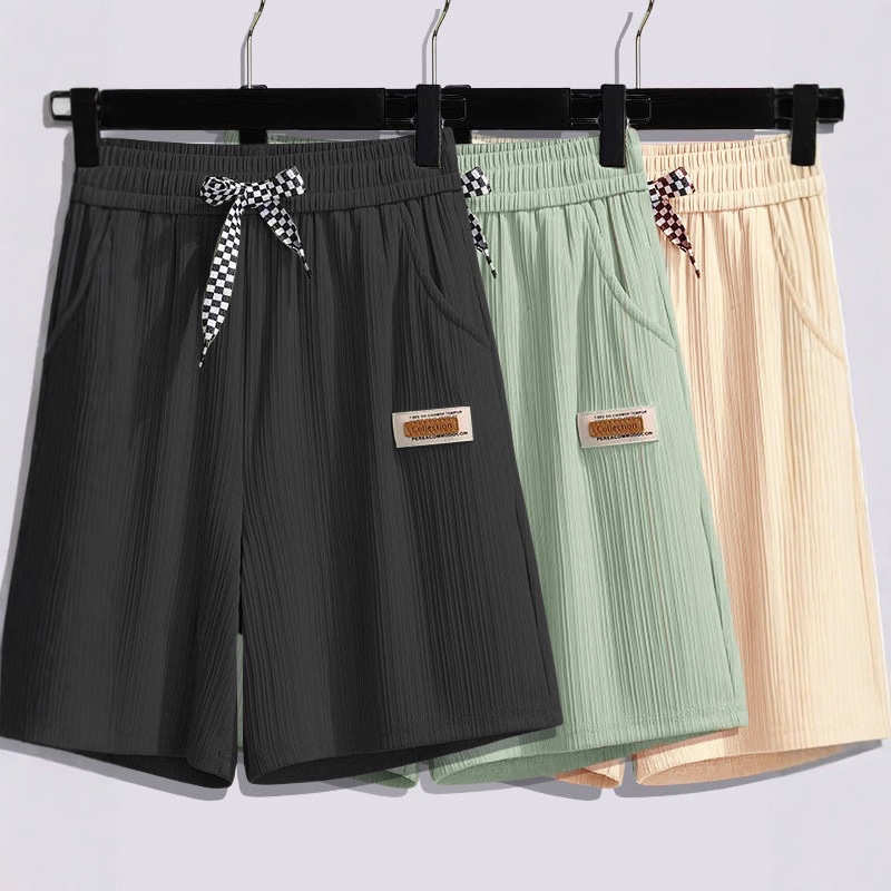 Ice silk shorts, women's summer thinness, slimming loose high-waisted straight-leg trousers, casual wide-leg pants, sports cropped pants
