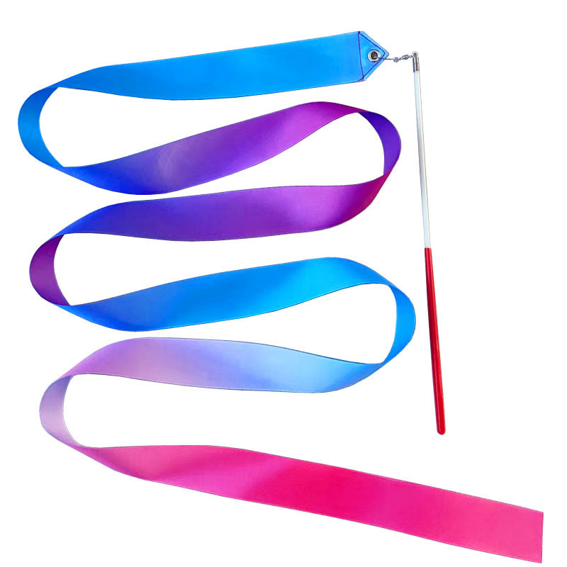 Picture of 2 beige pink gradient color gymnastics ribbon loop gradient ribbon dance children's toy factory direct sales