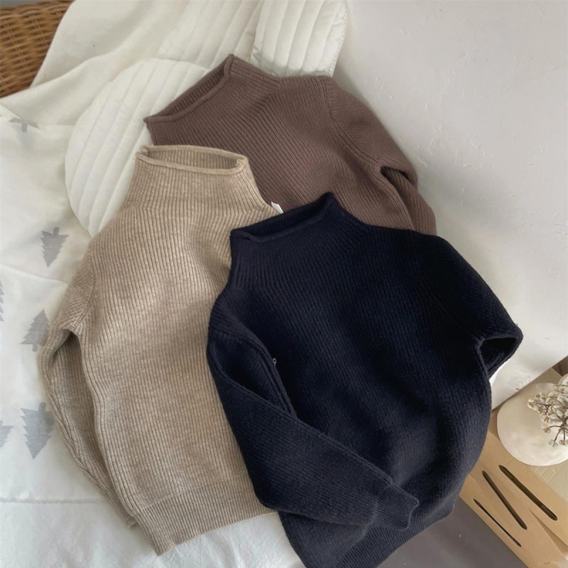Picture of [in stock] South Korea children's baby half high collar solid color base shirt for boys and girls spring and autumn pullover new knitted