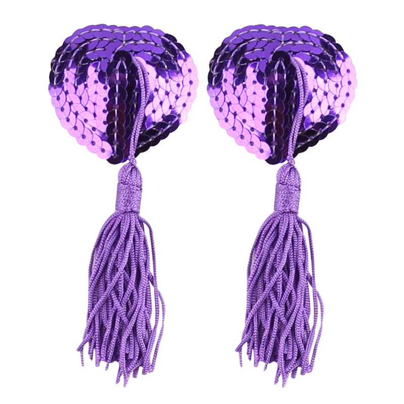 Picture of Sexy lingerie accessories heart-shaped chest stickers silicone bra tassel heart-shaped sequins sexy breast stickers wholesale 5032
