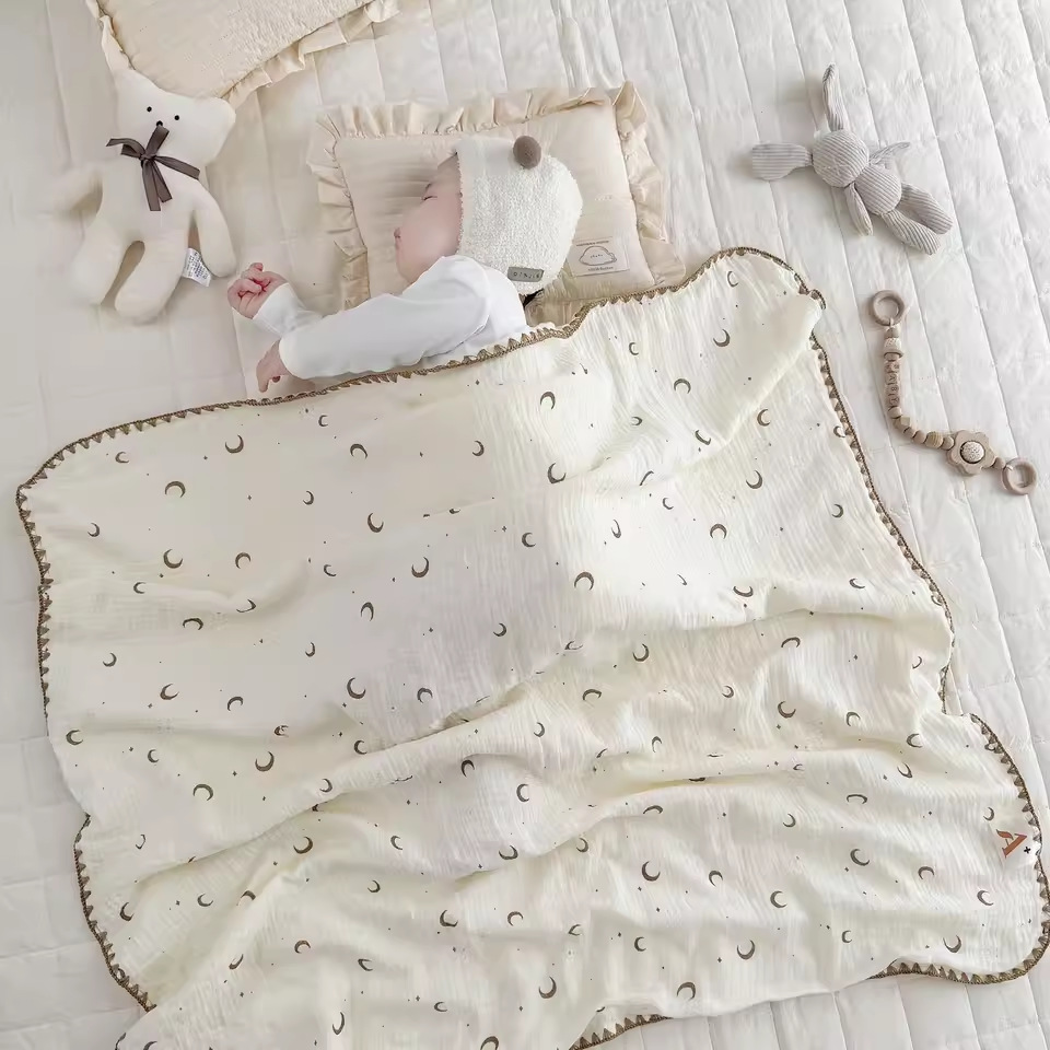 Picture of Baby's Gauze Cotton Cartoon Printed Blanket Children's Beanstalk Blanket Kindergarten Baby's Lunch Break Blanket Air-conditioning Blanket