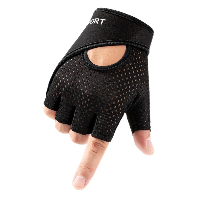 Cycling gloves elastic breathable mesh dumbbell fitness men's and women's outdoor sports Ice Silk half finger gloves a generation of hair