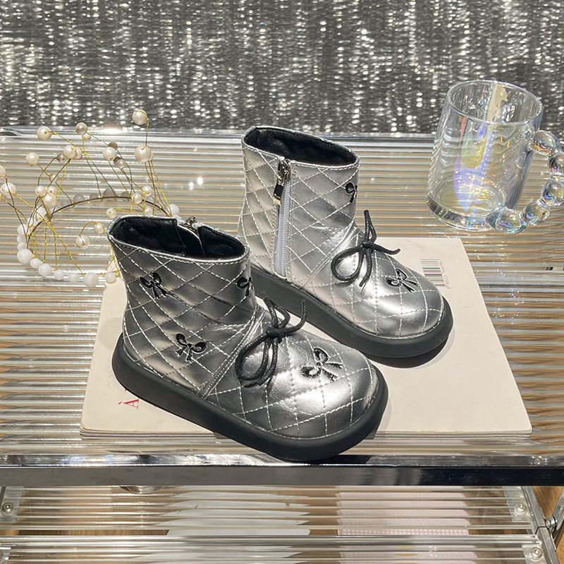 Girls' Short Boots 2025 Autumn and Winter New Sweet Princess Boots Bow Non-Slip Kidsren's Single Boots Baby Small Leather Boots