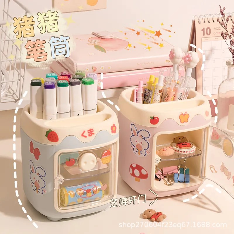 Picture of Creative Cartoon Pig Pen Holder Storage Exquisite Piggy Office Pencil Bucket Children's School Desk Desk Stationery