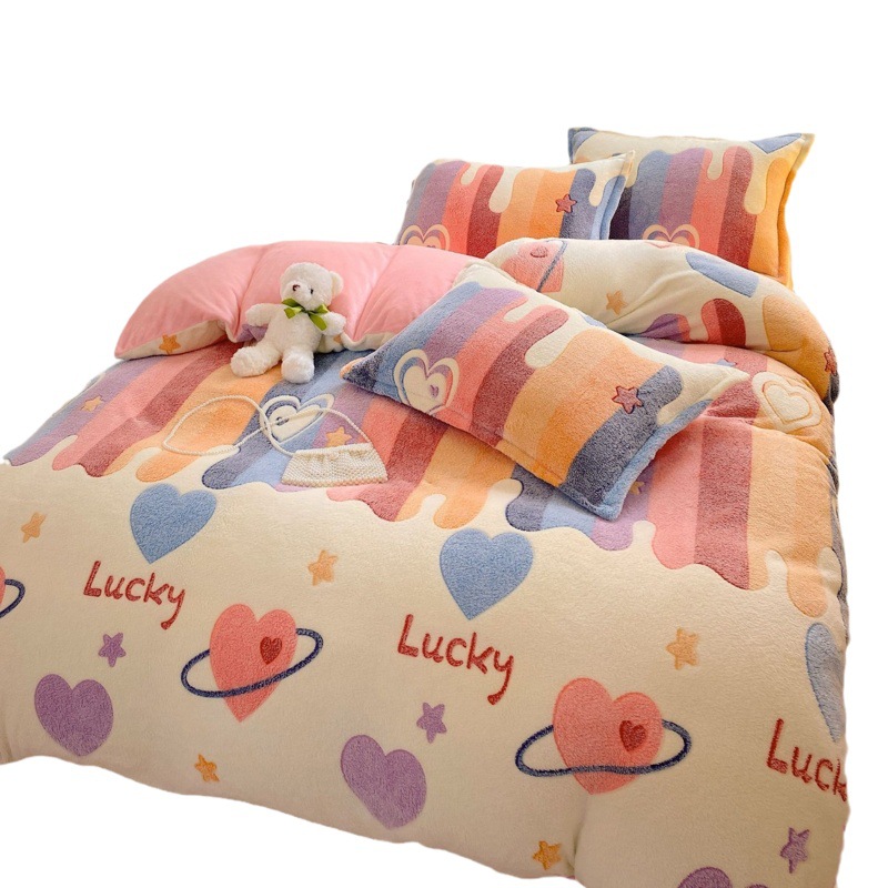 Snowflake velvet quilt cover single piece Winter thick warm double-sided flannel milk velvet plush coral fleece quilt cover wholesale